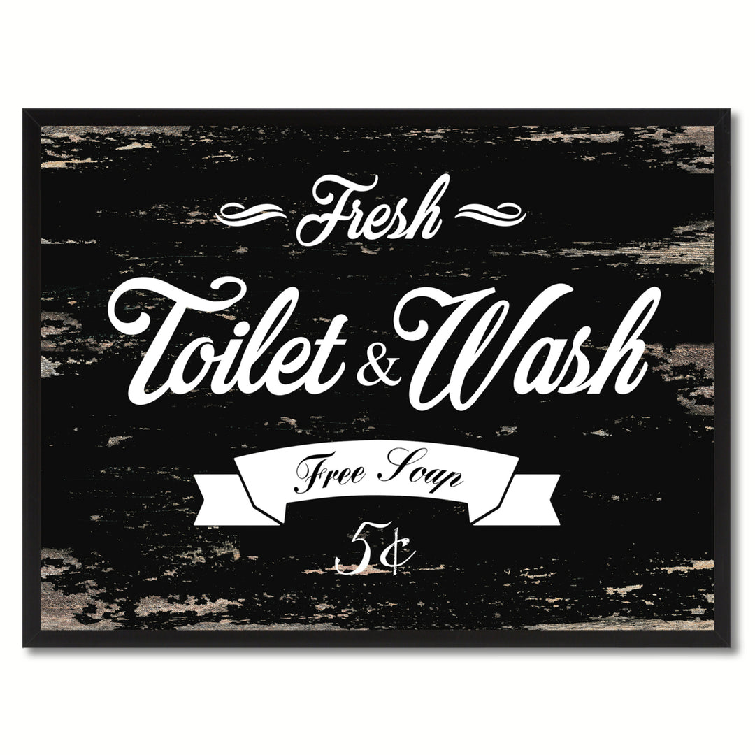 Fresh Toilet and Water Vintage Sign Black Canvas Print  Wall Art Gifts Picture Frames 72009 Image 1