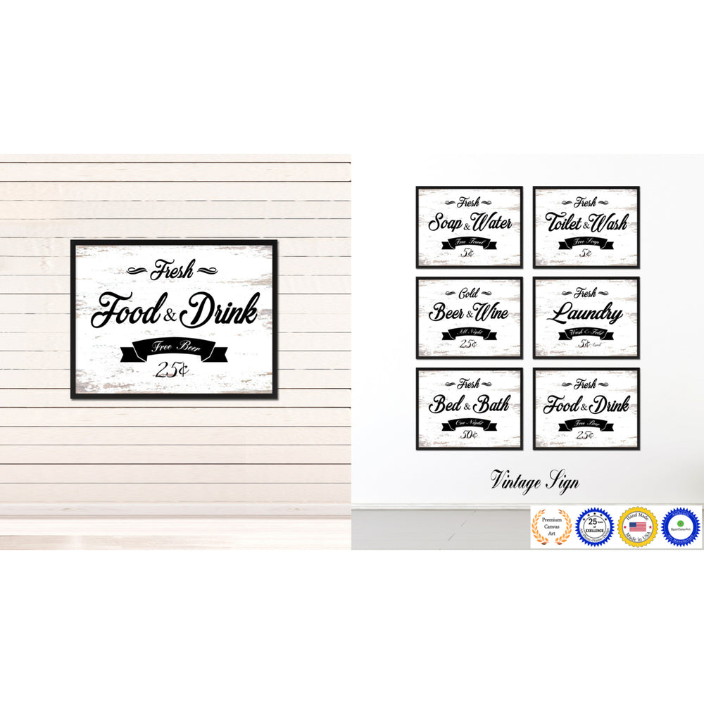 Fresh Food and Drink Vintage Sign White Canvas Print  Wall Art Gifts Picture Frames 72004 Image 2