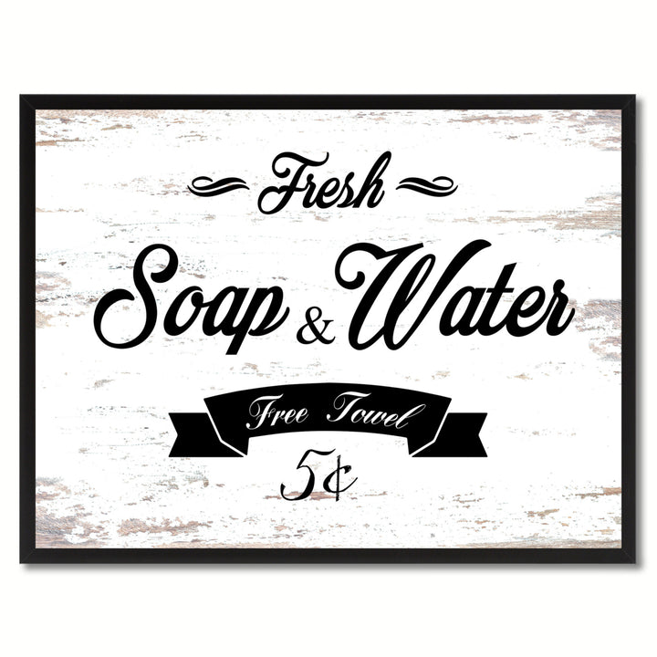 Fresh Soap and Water Vintage Sign White Canvas Print  Wall Art Gifts Picture Frames 72008 Image 1