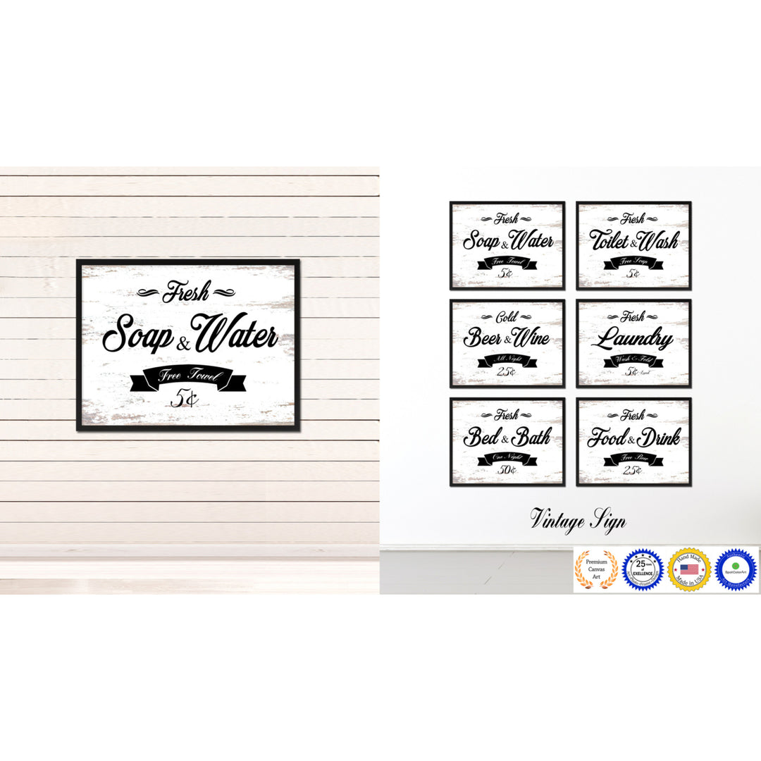 Fresh Soap and Water Vintage Sign White Canvas Print  Wall Art Gifts Picture Frames 72008 Image 2