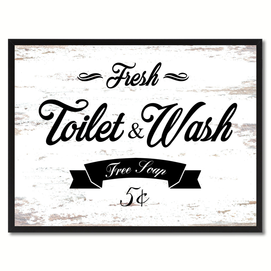 Fresh Toilet and Water Vintage Sign White Canvas Print  Wall Art Gifts Picture Frames 72010 Image 1