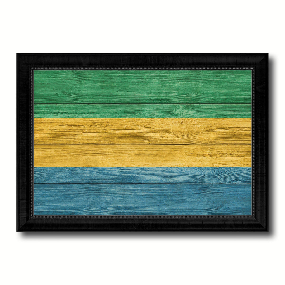 Gabon Country Flag Texture Canvas Print with Picture Frame  Wall Art Gift Ideas Image 1