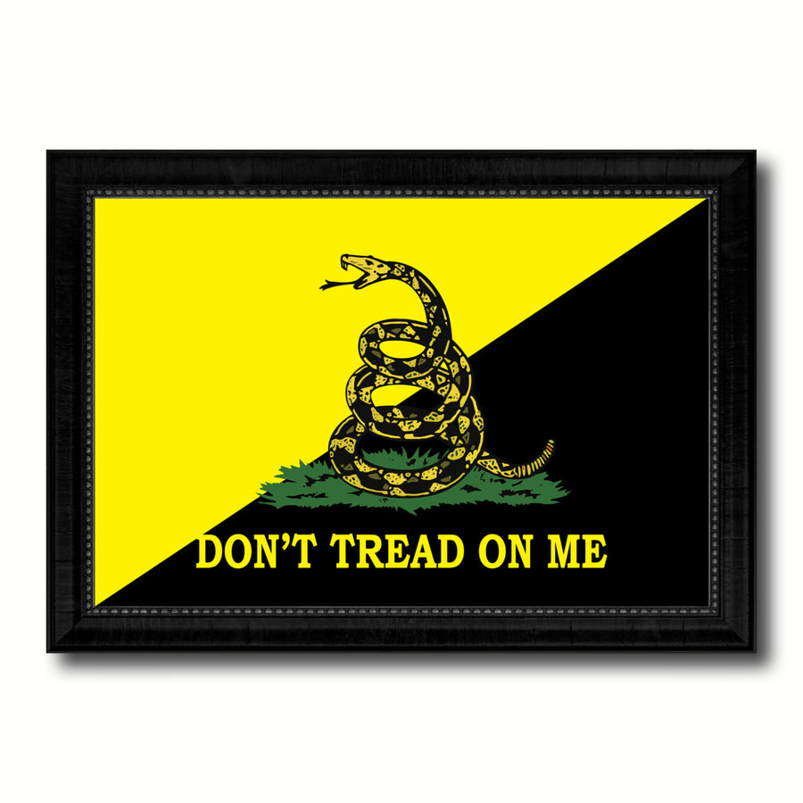Gadsden Dont Tread on Me Military Flag Canvas Print with Picture Frame Gifts  Wall Art Image 1