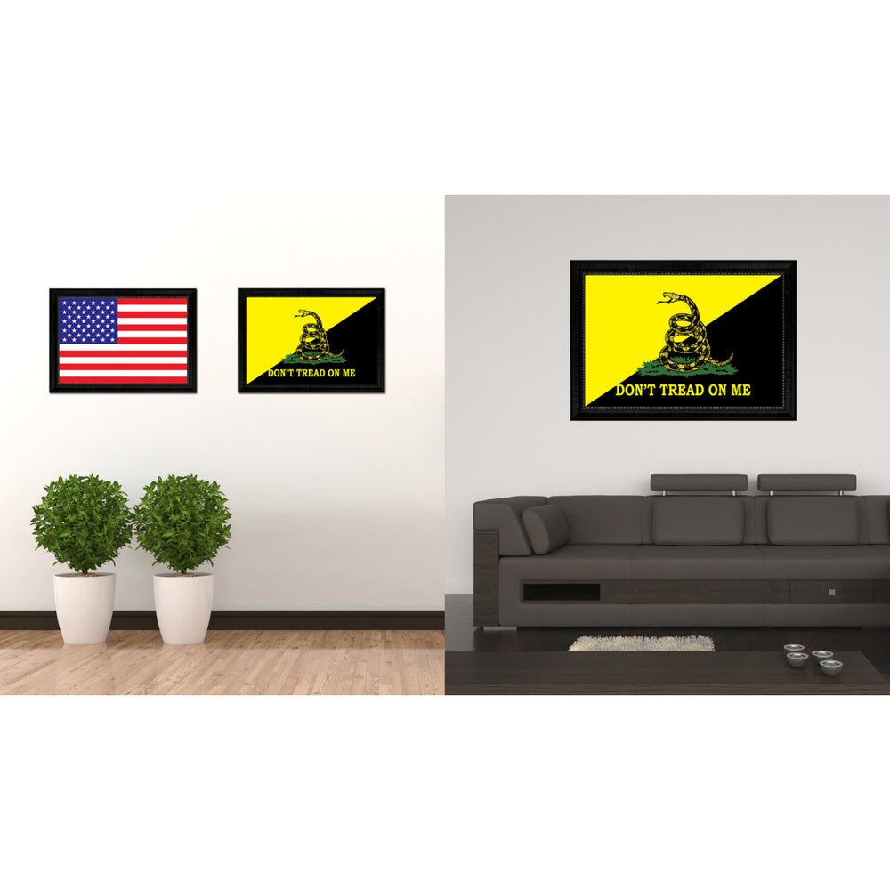 Gadsden Dont Tread on Me Military Flag Canvas Print with Picture Frame Gifts  Wall Art Image 2