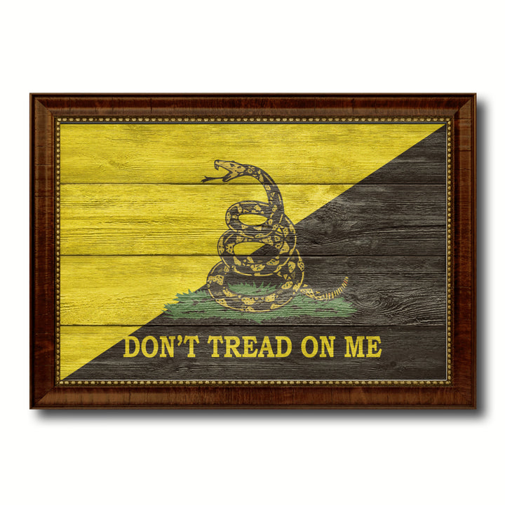 Gadsden Dont Tread on Me Military Textured Flag Canvas Print with Picture Frame  Wall Art Gifts Image 1