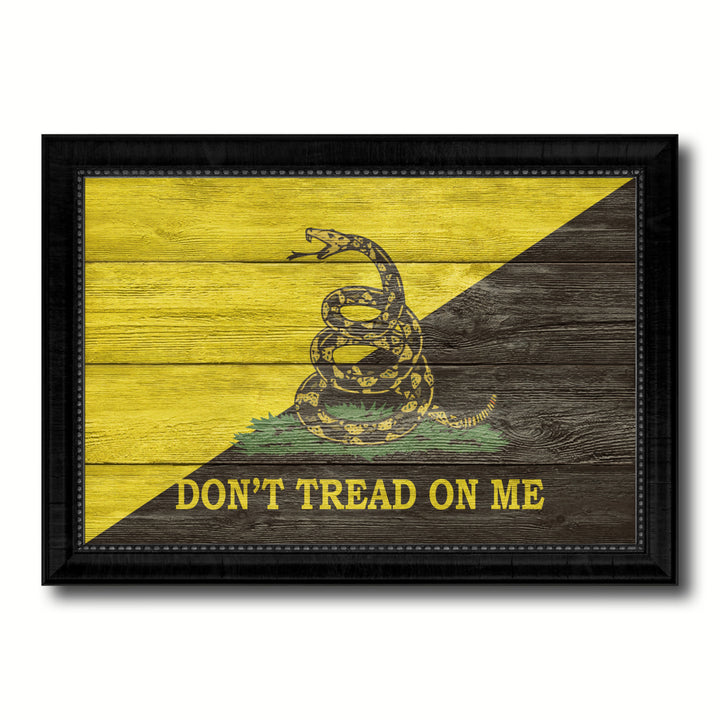 Gadsden Dont Tread on Me Military Textured Flag Canvas Print with Picture Frame Gift  Wall Art Image 1