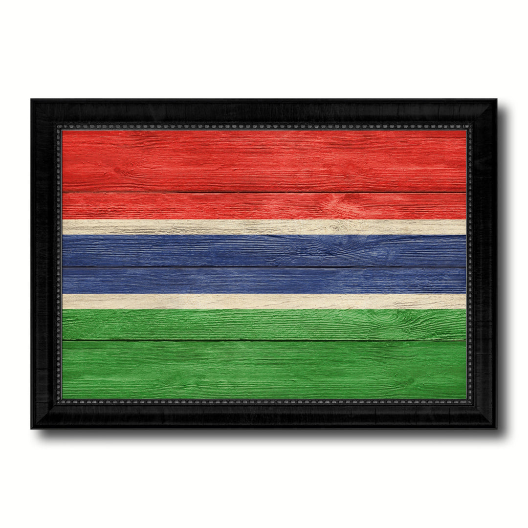 Gambia Country Flag Texture Canvas Print with Picture Frame  Wall Art Gift Ideas Image 1