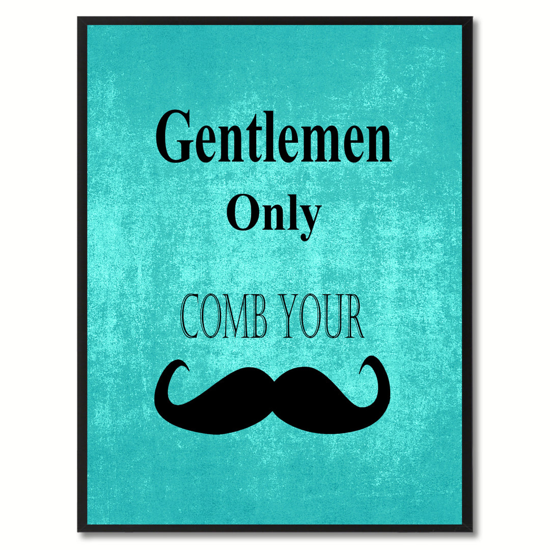 Gentlemen Only Funny Sign Aqua Canvas Print with Picture Frame Gift Ideas  Wall Art Gifts 91851 Image 1