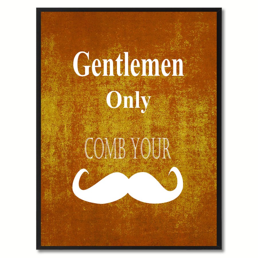 Gentlemen Only Funny Sign Brown Canvas Print with Picture Frame Gift Ideas  Wall Art Gifts 91854 Image 1