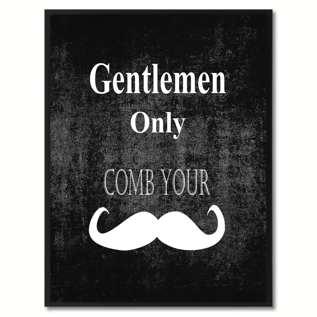 Gentlemen Only Funny Sign Black Canvas Print with Picture Frame Gift Ideas  Wall Art Gifts 91852 Image 1