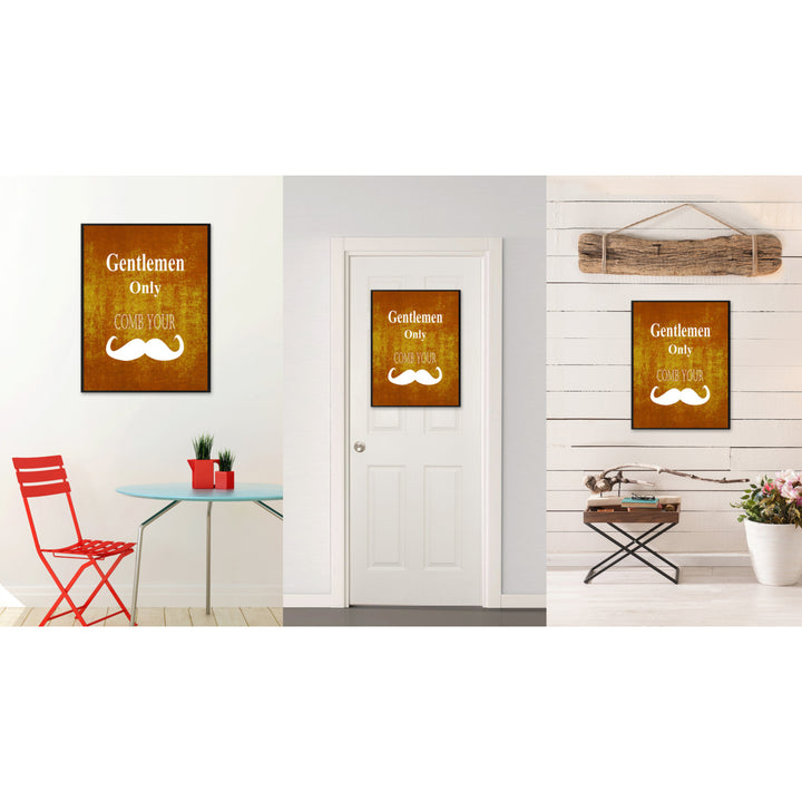 Gentlemen Only Funny Sign Brown Canvas Print with Picture Frame Gift Ideas  Wall Art Gifts 91854 Image 2