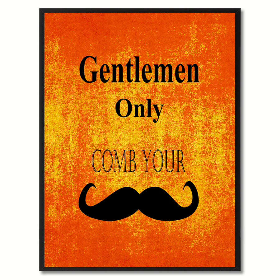 Gentlemen Only Funny Sign Orange Canvas Print with Picture Frame Gift Ideas  Wall Art Gifts 91856 Image 1