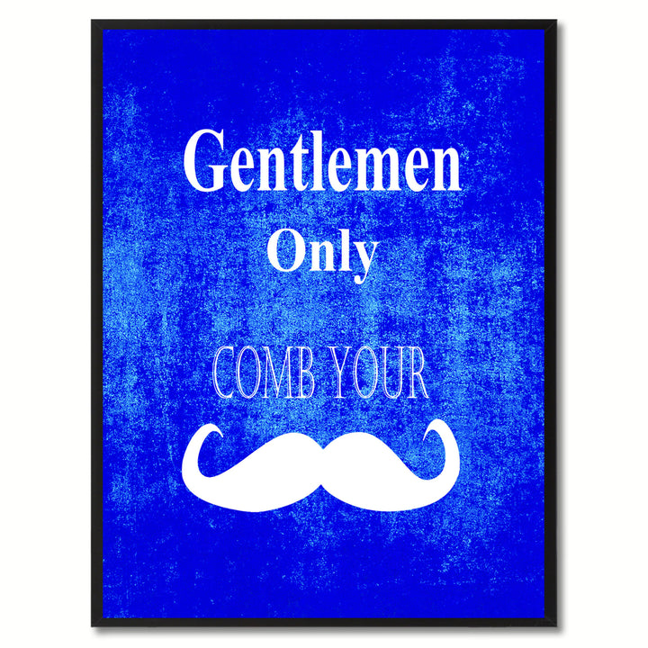 Gentlemen Only Funny Sign Blue Canvas Print with Picture Frame Gift Ideas  Wall Art Gifts 91853 Image 1