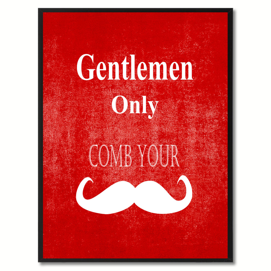 Gentlemen Only Funny Sign Red Canvas Print with Picture Frame Gift Ideas  Wall Art Gifts 91858 Image 1