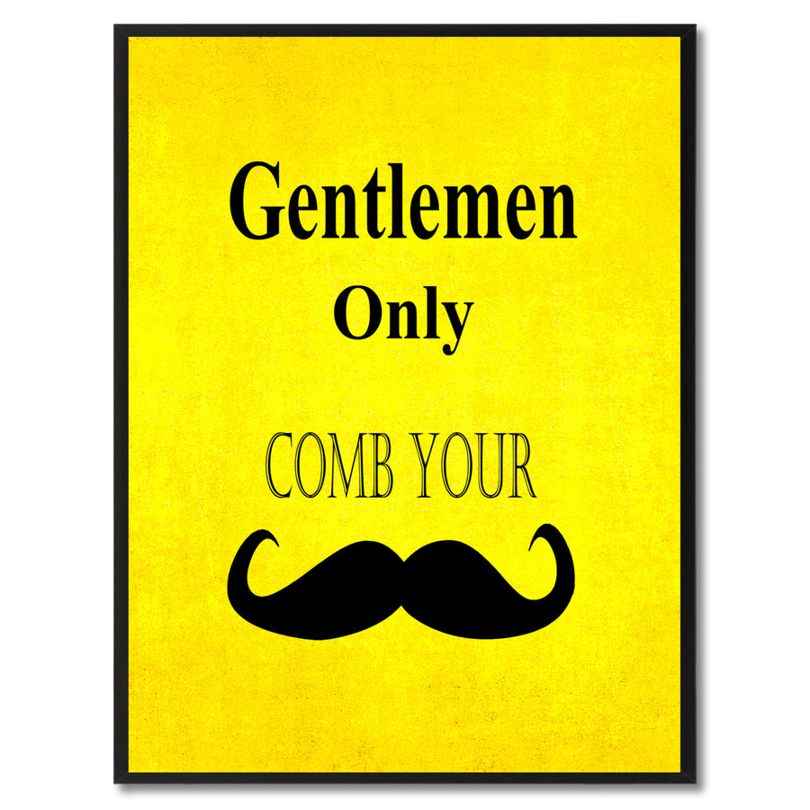 Gentlemen Only Funny Sign Yellow Canvas Print with Picture Frame Gift Ideas  Wall Art Gifts 91860 Image 1