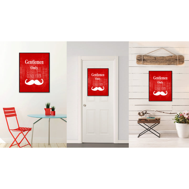 Gentlemen Only Funny Sign Red Canvas Print with Picture Frame Gift Ideas  Wall Art Gifts 91858 Image 2