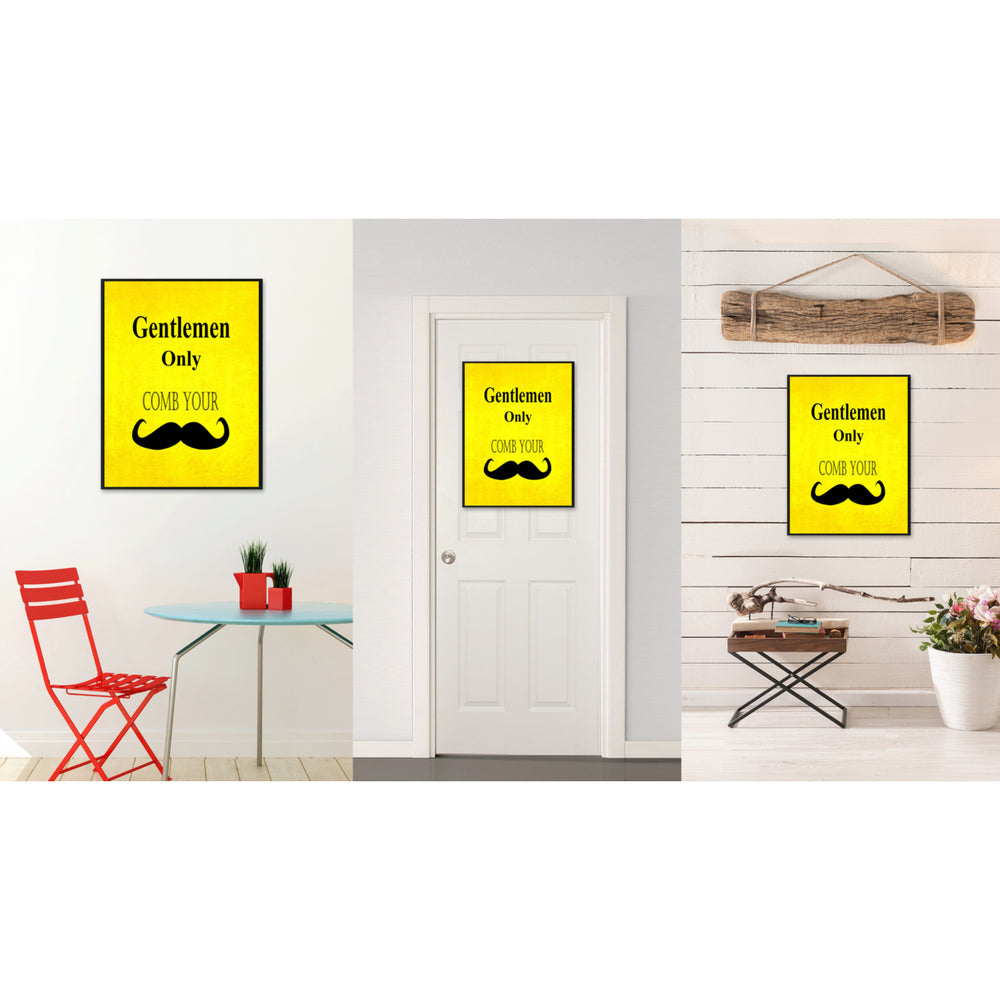 Gentlemen Only Funny Sign Yellow Canvas Print with Picture Frame Gift Ideas  Wall Art Gifts 91860 Image 2