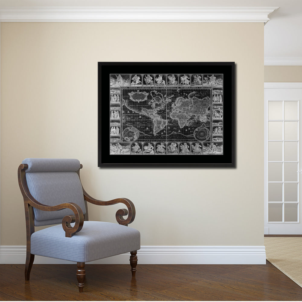 Geographic Vintage Monochrome Map Canvas Print with Gifts Picture Frame  Wall Art Image 2