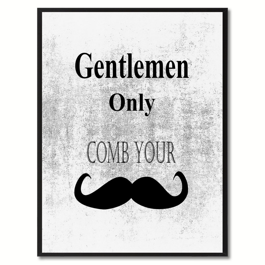 Gentlemen Only Funny Sign White Canvas Print with Picture Frame Gift Ideas  Wall Art Gifts 91859 Image 1