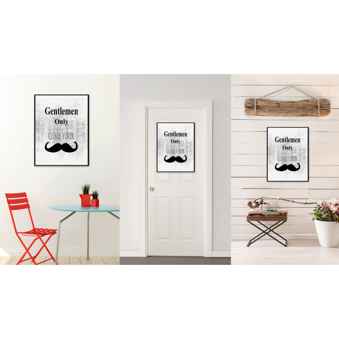 Gentlemen Only Funny Sign White Canvas Print with Picture Frame Gift Ideas  Wall Art Gifts 91859 Image 2