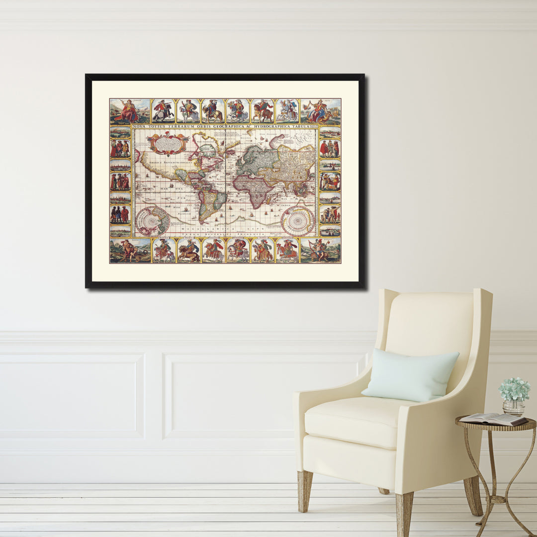 Geographic Vintage Antique Map Wall Art  Gift Ideas Canvas Print Custom Picture Frame Image 5