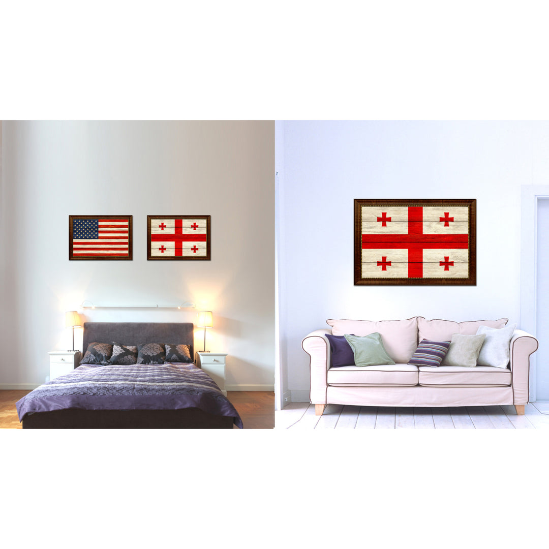 Georgia Country Flag Texture Canvas Print with Custom Frame  Gift Ideas Wall Decoration Image 2