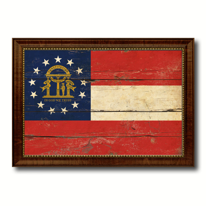 Georgia Vintage Flag Canvas Print with Picture Frame Gift Ideas  Wall Art Decoration Image 1