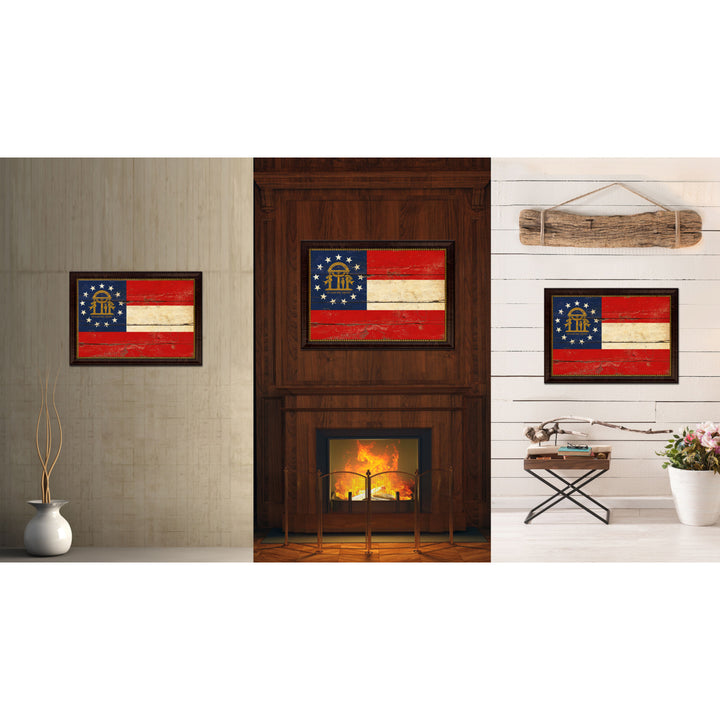 Georgia Vintage Flag Canvas Print with Picture Frame Gift Ideas  Wall Art Decoration Image 2