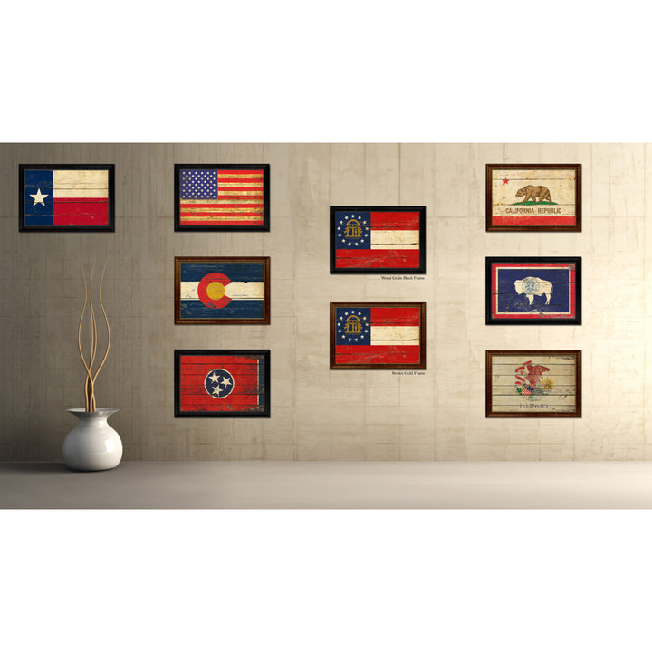 Georgia Vintage Flag Canvas Print with Picture Frame Gift Ideas  Wall Art Decoration Image 3