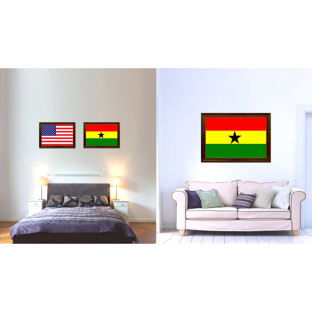 Ghana Country Flag Canvas Print with Picture Frame  Gifts Wall Image 2
