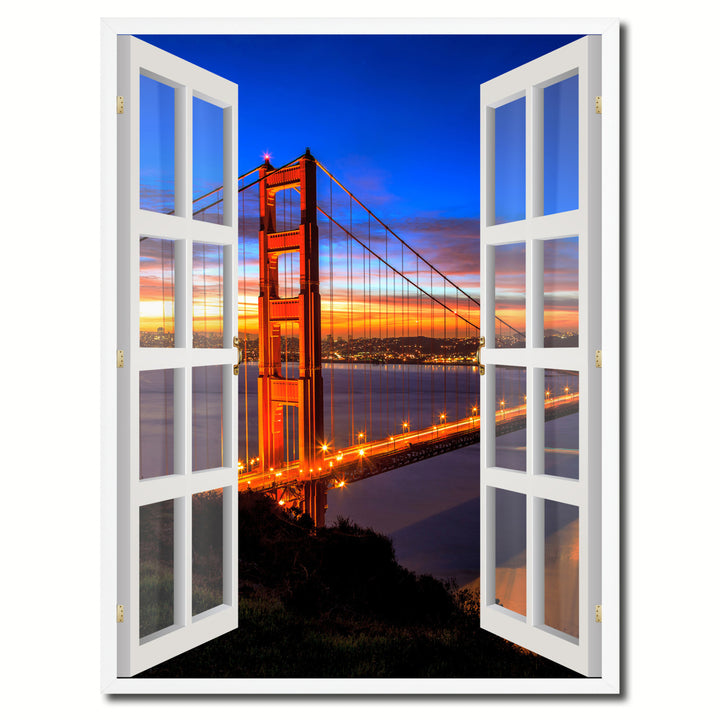 Golden Gate Bridge San Francisco Picture 3D French Window Canvas Print Gifts  Wall Frames Image 1