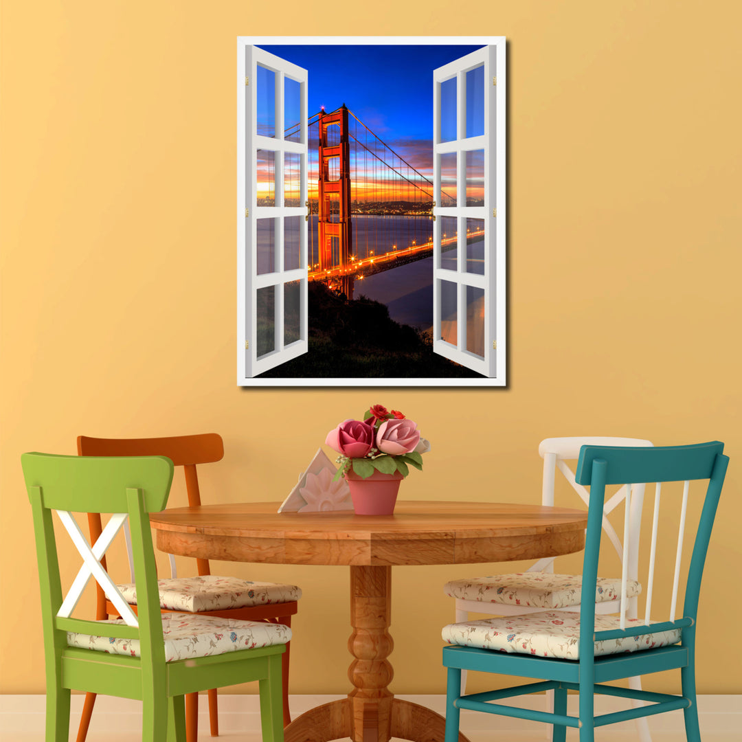 Golden Gate Bridge San Francisco Picture 3D French Window Canvas Print Gifts  Wall Frames Image 2