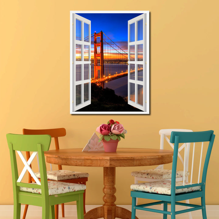 Golden Gate Bridge San Francisco Picture 3D French Window Canvas Print Gifts  Wall Frames Image 2