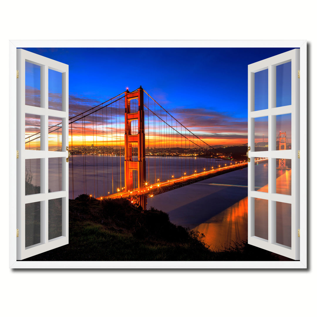 Golden Gate Bridge San Francisco Picture 3D French Window Canvas Print  Wall Frames Image 1