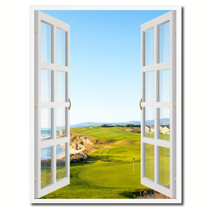 Golf Course California Picture 3D French Window Canvas Print Gifts  Wall Frames Image 1