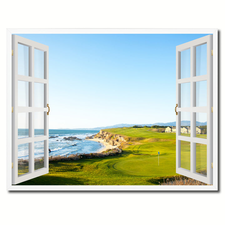 Golf Course California Picture 3D French Window Canvas Print  Wall Frames Image 1