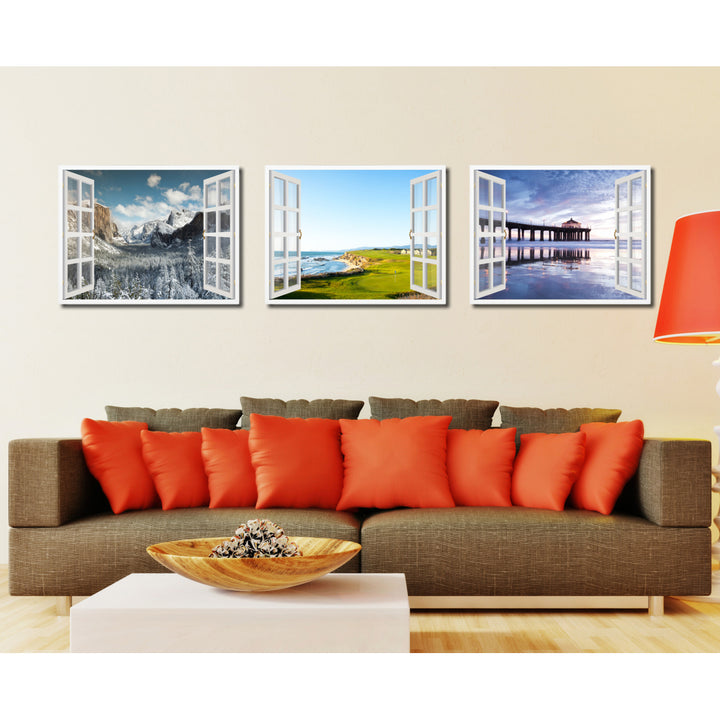 Golf Course California Picture 3D French Window Canvas Print  Wall Frames Image 3