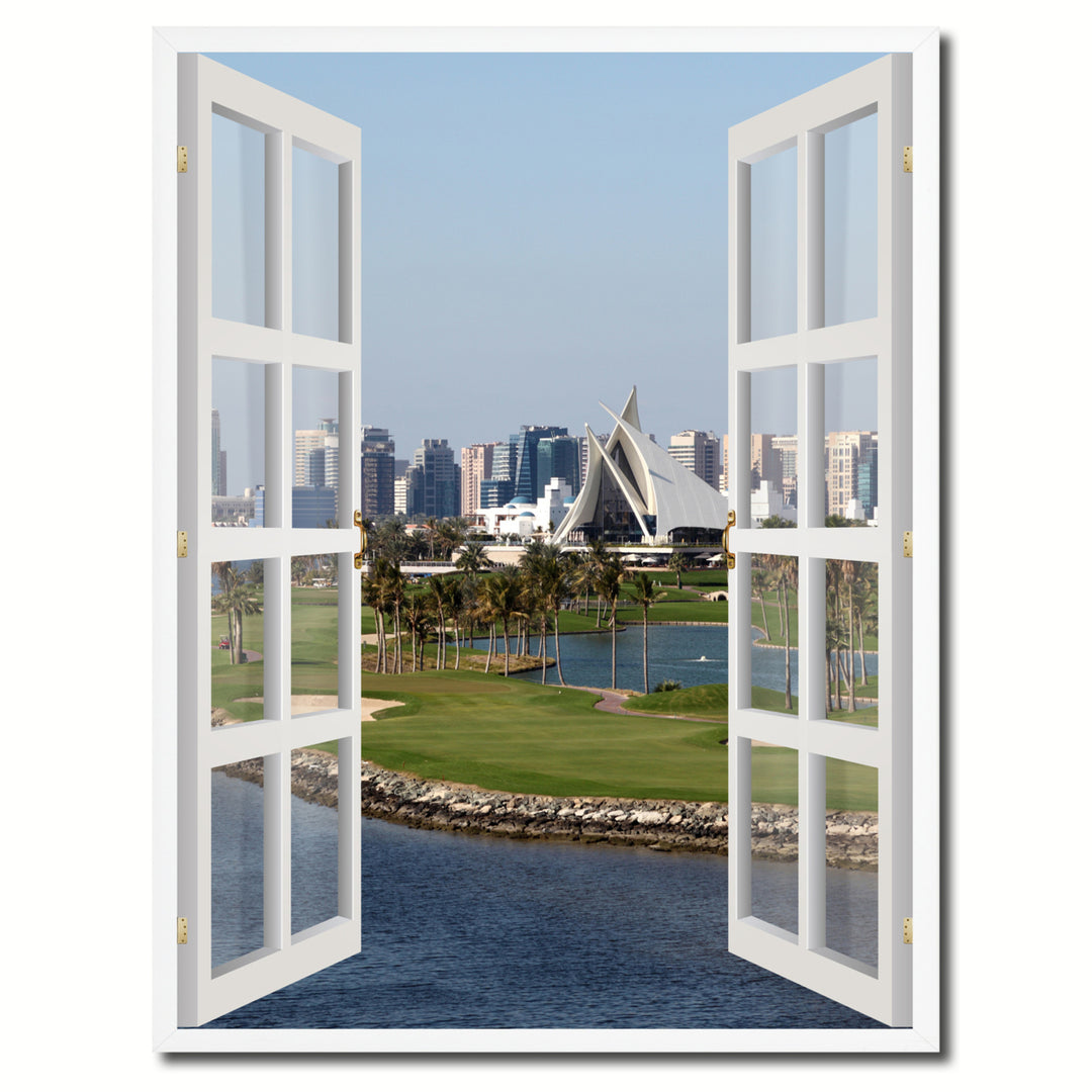 Golf Course Dubai Creek Picture 3D French Window Canvas Print Gifts  Wall Frames Image 1