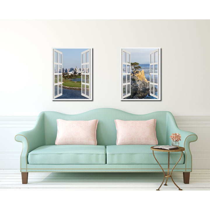 Golf Course Dubai Creek Picture 3D French Window Canvas Print Gifts  Wall Frames Image 3