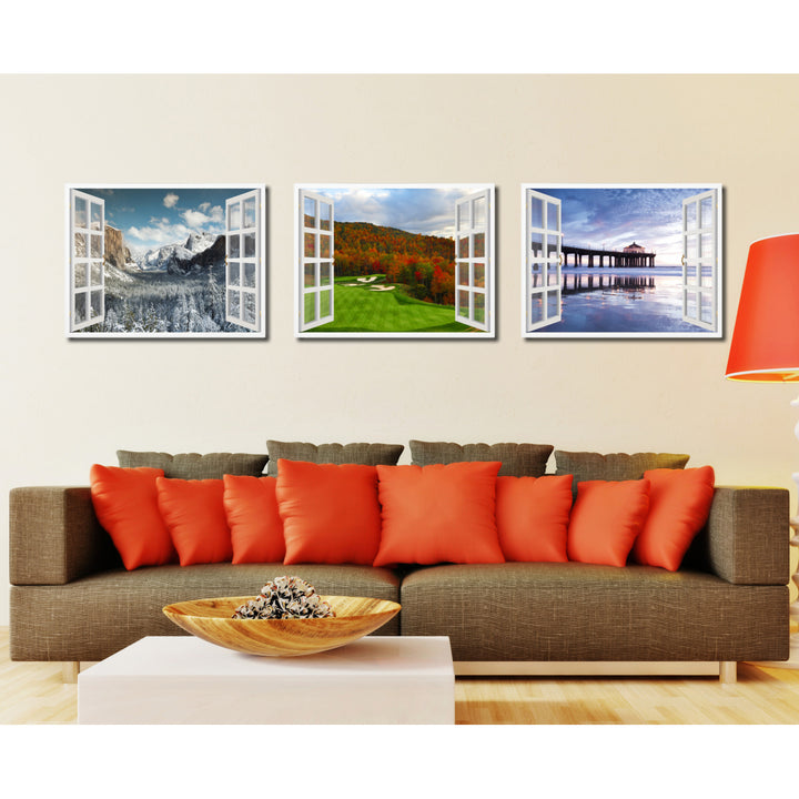 Golf Course North Carolina Picture 3D French Window Canvas Print  Wall Frames Image 3