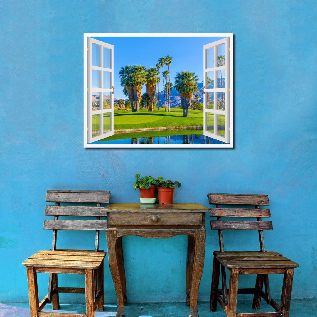 Golf Course Palm Springs Picture 3D French Window Canvas Print  Wall Frames Image 2