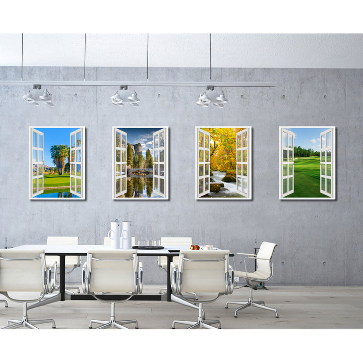 Golf Course Palm Springs Picture 3D French Window Canvas Print Gifts  Wall Frames Image 4