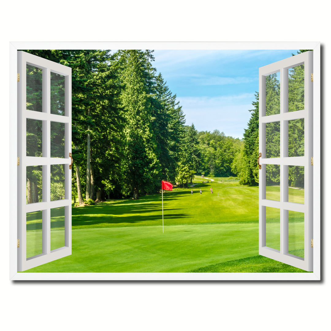 Golf Course Vancouver Picture 3D French Window Canvas Print  Wall Frames Image 1
