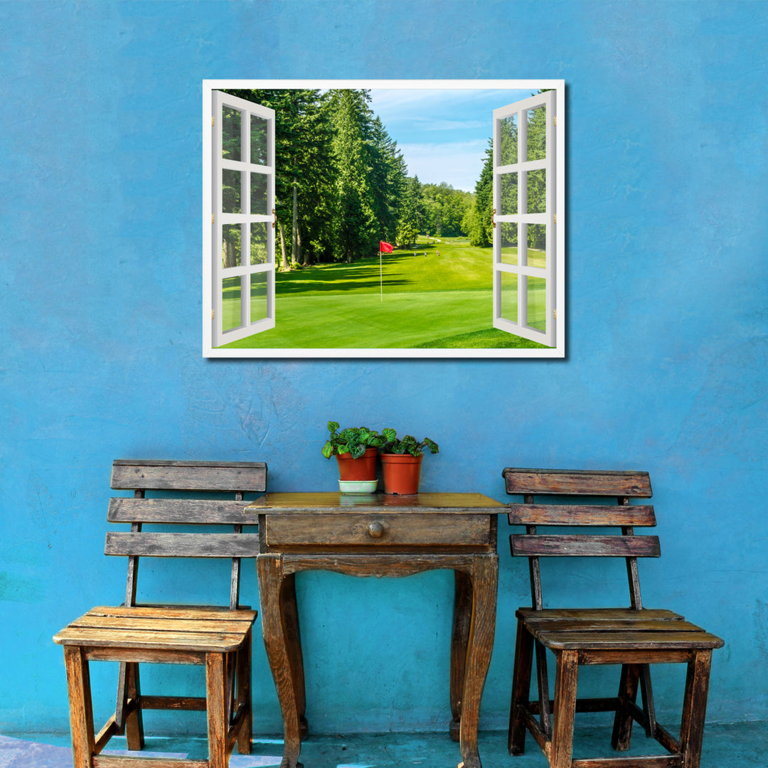 Golf Course Vancouver Picture 3D French Window Canvas Print  Wall Frames Image 2