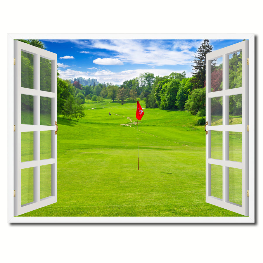 Golf Field European Landscape Picture 3D French Window Canvas Print  Wall Frames Image 1