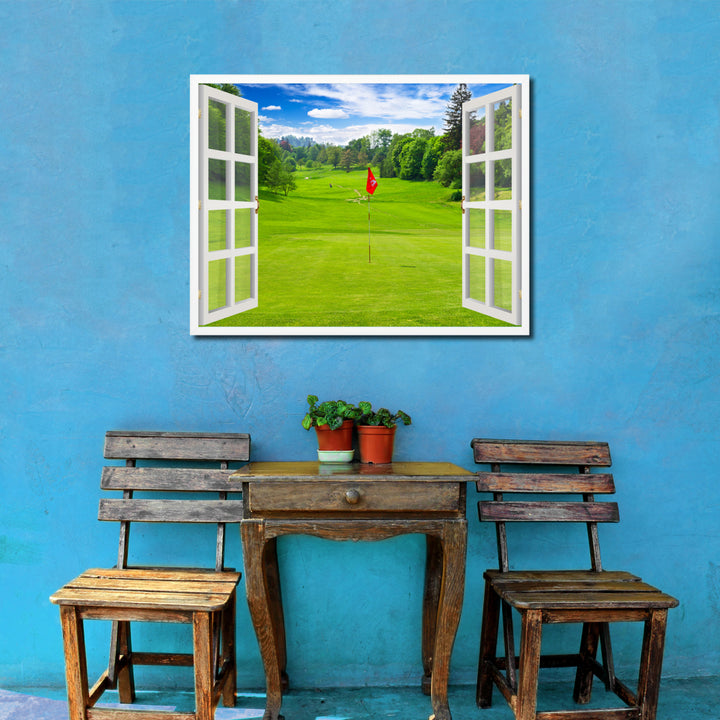 Golf Field European Landscape Picture 3D French Window Canvas Print  Wall Frames Image 2