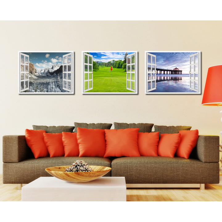 Golf Field European Landscape Picture 3D French Window Canvas Print  Wall Frames Image 3