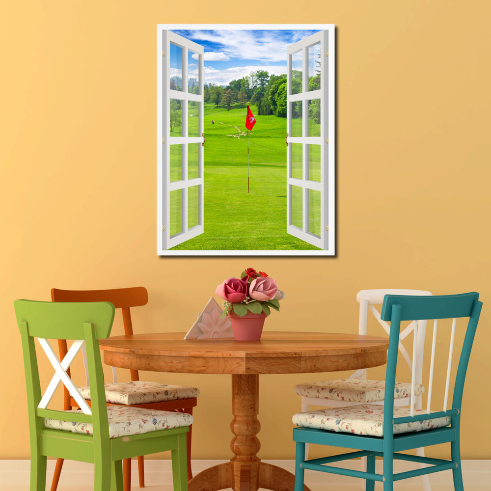Golf Field European Landscape Picture 3D French Window Canvas Print Gifts  Wall Frames Image 2