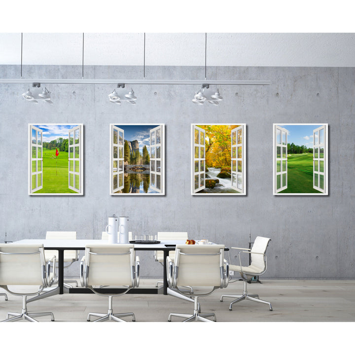 Golf Field European Landscape Picture 3D French Window Canvas Print Gifts  Wall Frames Image 4