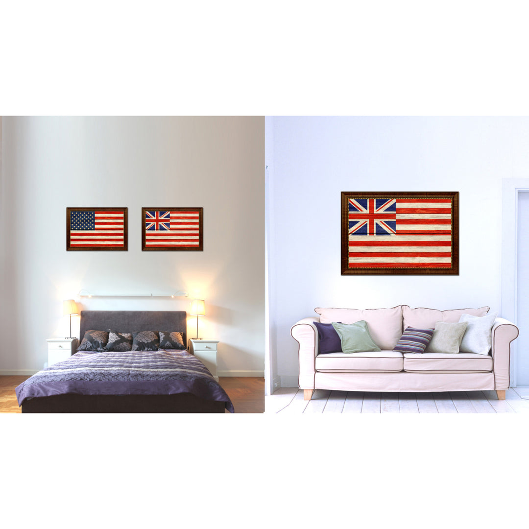 Grand Union Military Textured Flag Canvas Print with Picture Frame  Wall Art Gifts Image 2